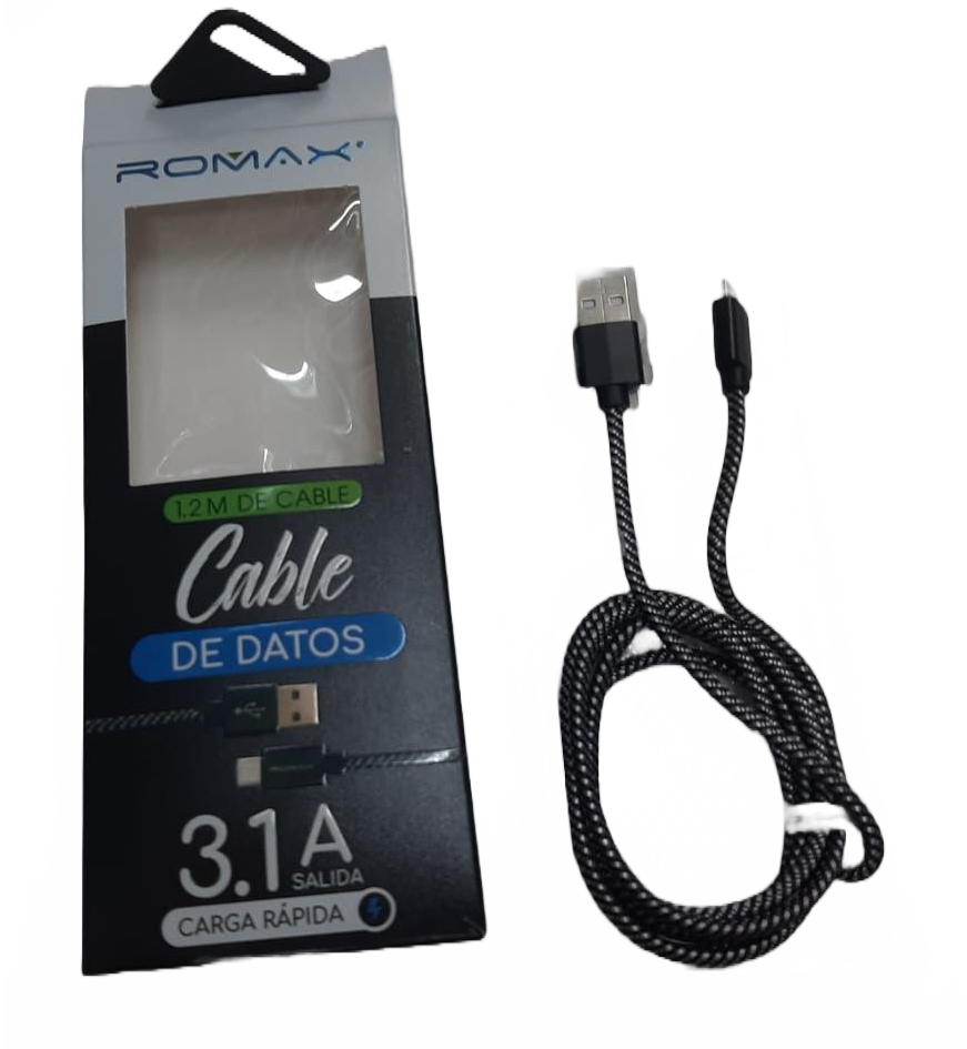 Cable De Datos  Tipo V8 Micro Usb 3.1A Carga Rápida 1.2 M Mod.Tcd277 Marc.Romax