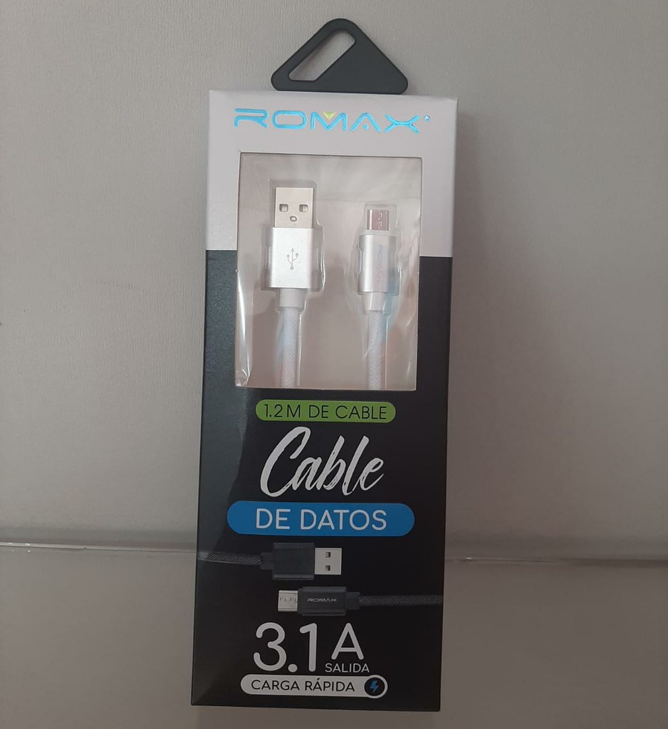 Cable De Datos  Tipo V8 Micro Usb 3.1A Carga Rápida 1.2 M Mod.Tcd277 Marc.Romax