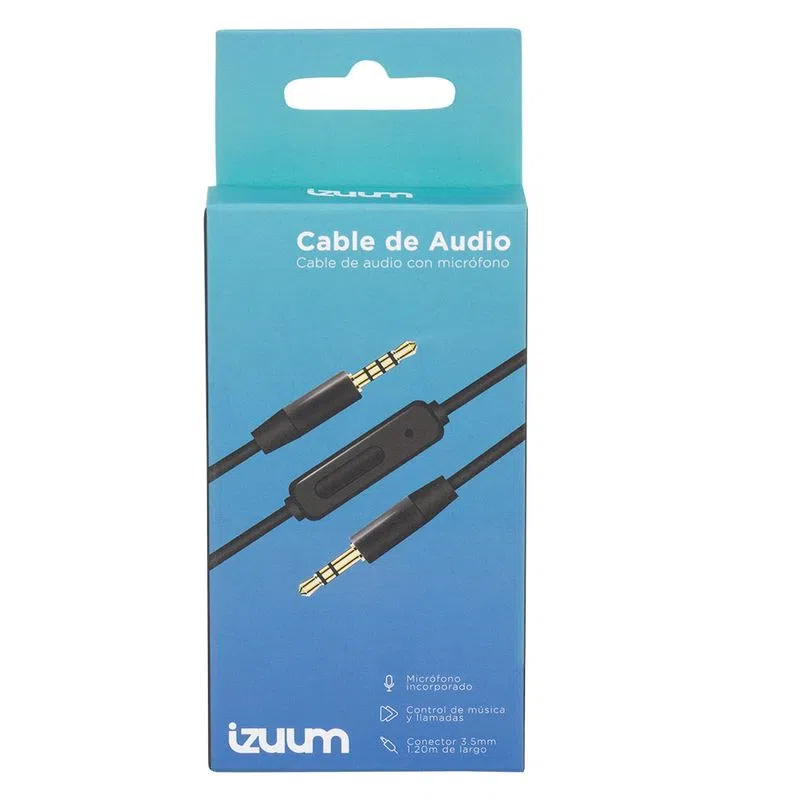 Cable Para Audífonos 3.5mm con Micrófono Integrado, 1.20m