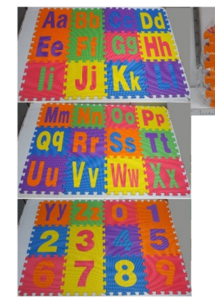 Piso De Goma Letras y numeros 36pcs