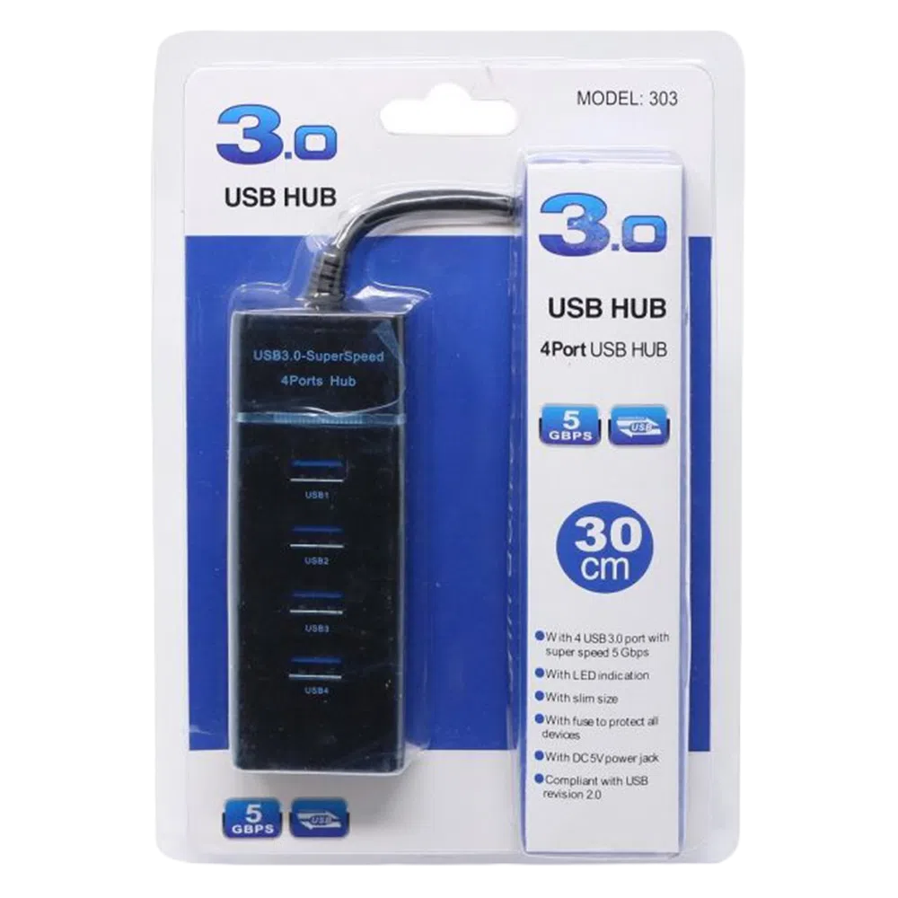 Hub 4 Puertos Usb 3.0 5Gbps Indicador Led Super Speed