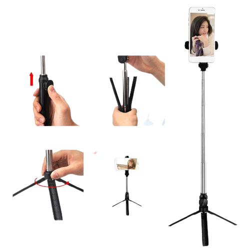 Soporte De Selfie-Trípode Extensible Con Rotación De 360 