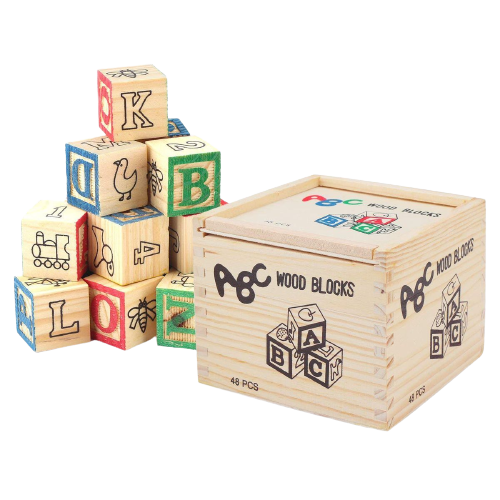 Juego De Bloques De Madera Abc De 48 Piezas